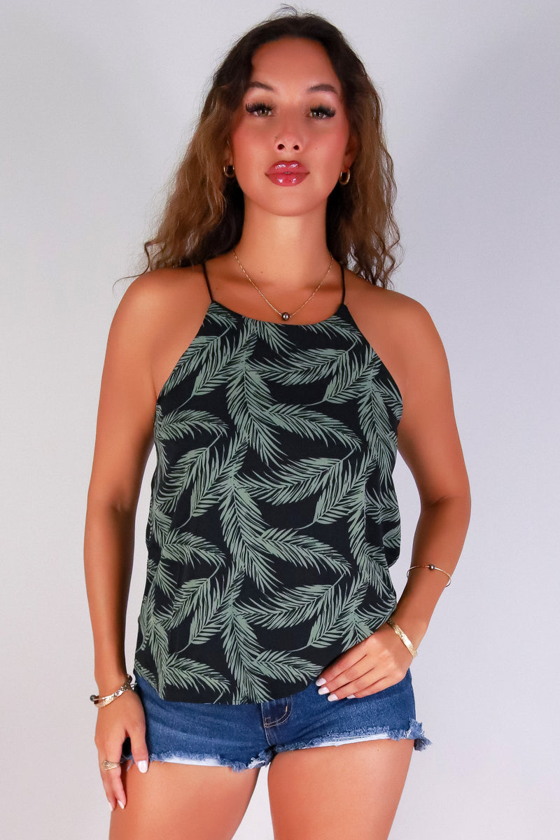 Jeans Warehouse Hawaii - TANK PRINT WOVEN DRESSY TOPS - BREEZE AFFAIR BUNGEE STRAP TOP | By PAPERMOON/ B_ENVIED