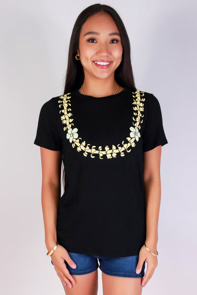 Jeans Warehouse Hawaii - S/S SCREEN - PUAKENIKENI LEI TEE | By LUZ