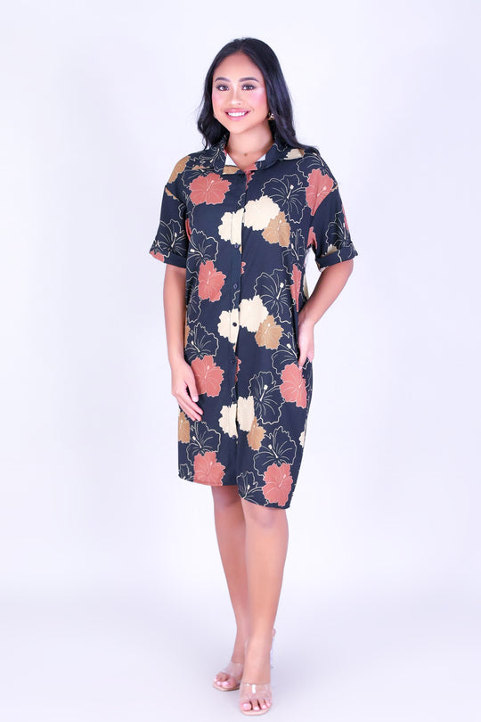 MULTI ALOALO BUTTON DOWN DRESS