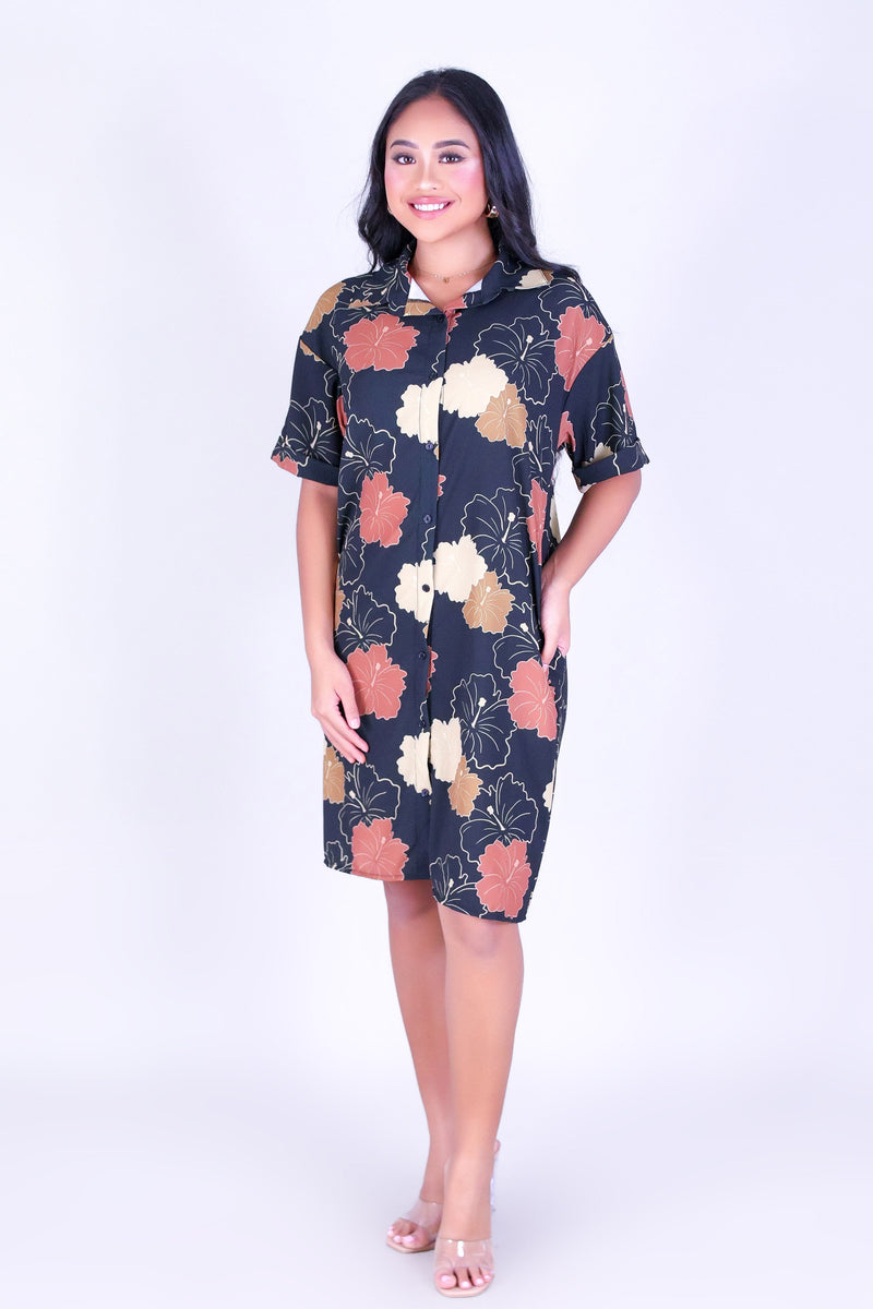 MULTI ALOALO BUTTON DOWN DRESS