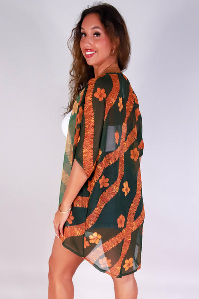 Jeans Warehouse Hawaii - S/S PRINT WOVEN DRESSY TOPS - ILIMA CHIFFON CARDIGAN | By LUZ