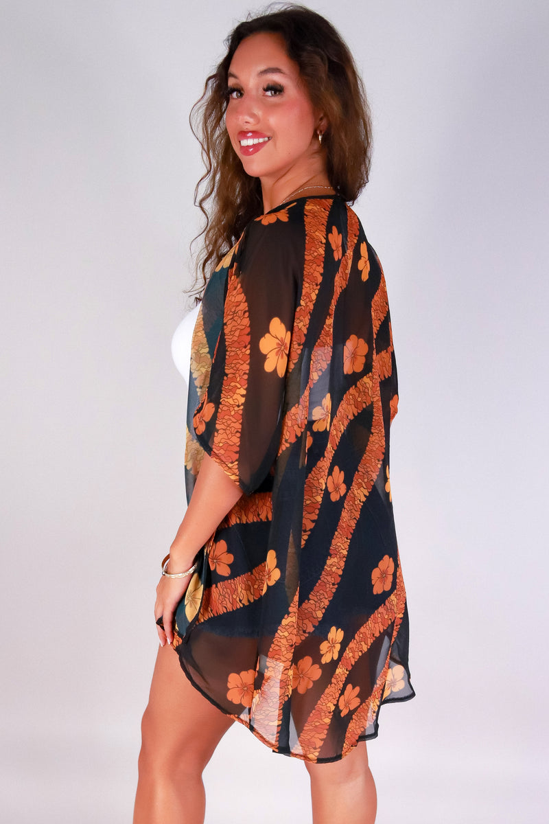 Jeans Warehouse Hawaii - S/S PRINT WOVEN DRESSY TOPS - ILIMA CHIFFON CARDIGAN | By LUZ