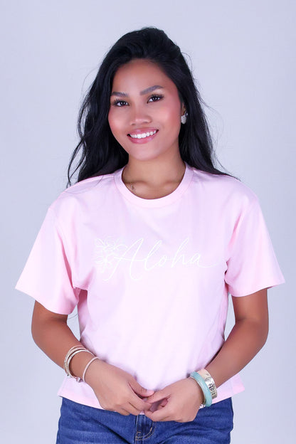 ALOHA PLUMERIA CROP TEE