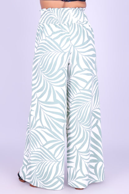 LEAF BREEZE SMOCKED WAIST PANTS