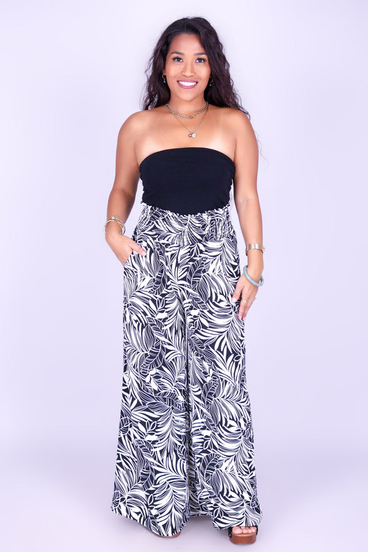 SUNSET TIDES SMOCKED WAIST PANTS