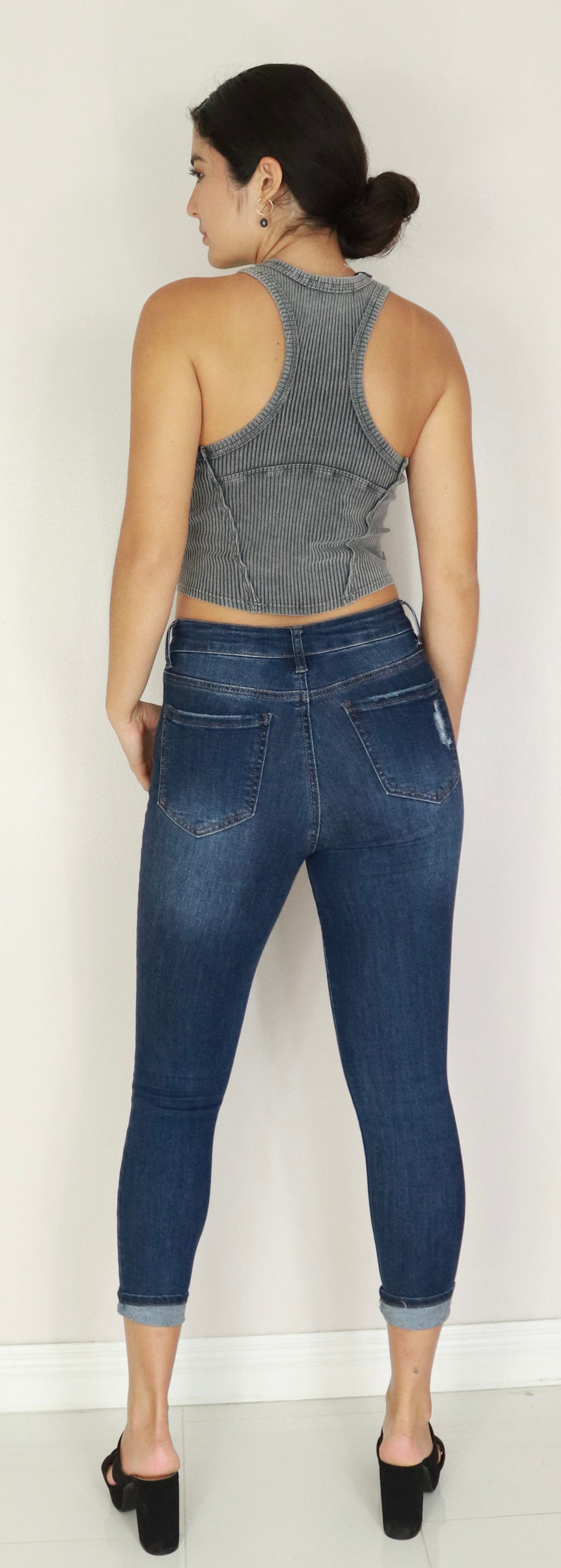 Jeans Warehouse Hawaii - S/L SOLID KNIT TOPS - RACER BACK MINERAL WASH TANK | By MUSTARD SEED