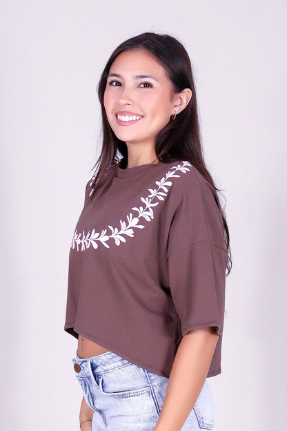 PLUMERIA LEI CROP TEE
