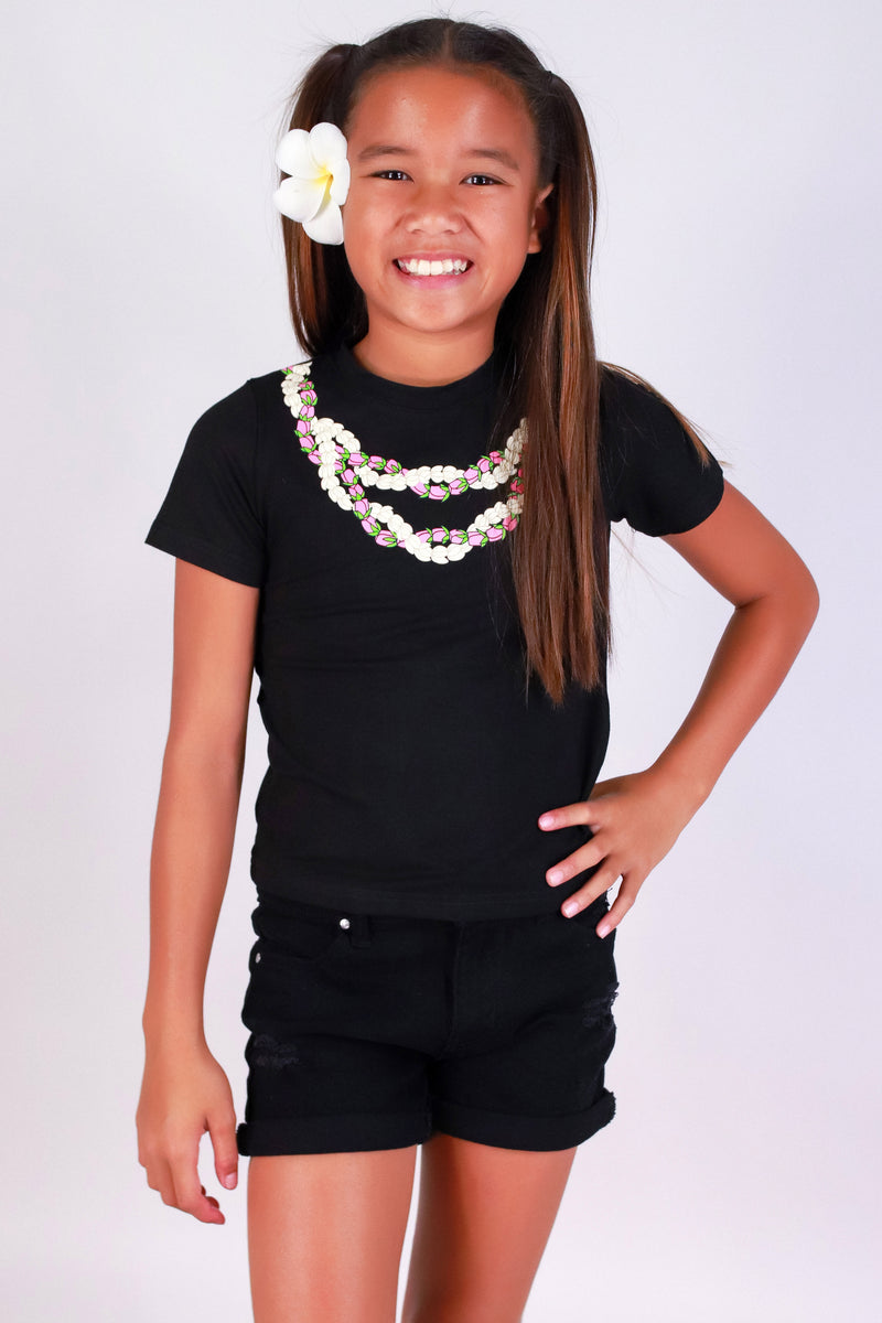 Jeans Warehouse Hawaii - S/S PRINT 7-16 - LOKELANI PIKAKE TWIST LEI TEE | KIDS SIZE 4-6X | By GREENWELL PROMOTIONS LTD