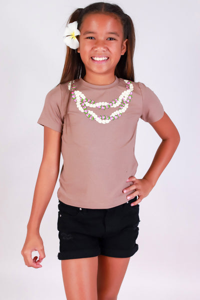 Jeans Warehouse Hawaii - S/S PRINT 7-16 - LOKELANI PIKAKE TWIST LEI TEE | KIDS SIZE 4-6X | By GREENWELL PROMOTIONS LTD
