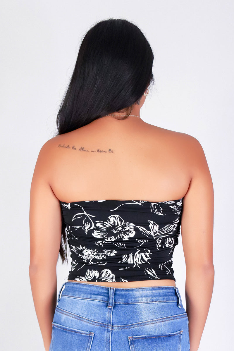 FLORAL EDGE TUBE TOP