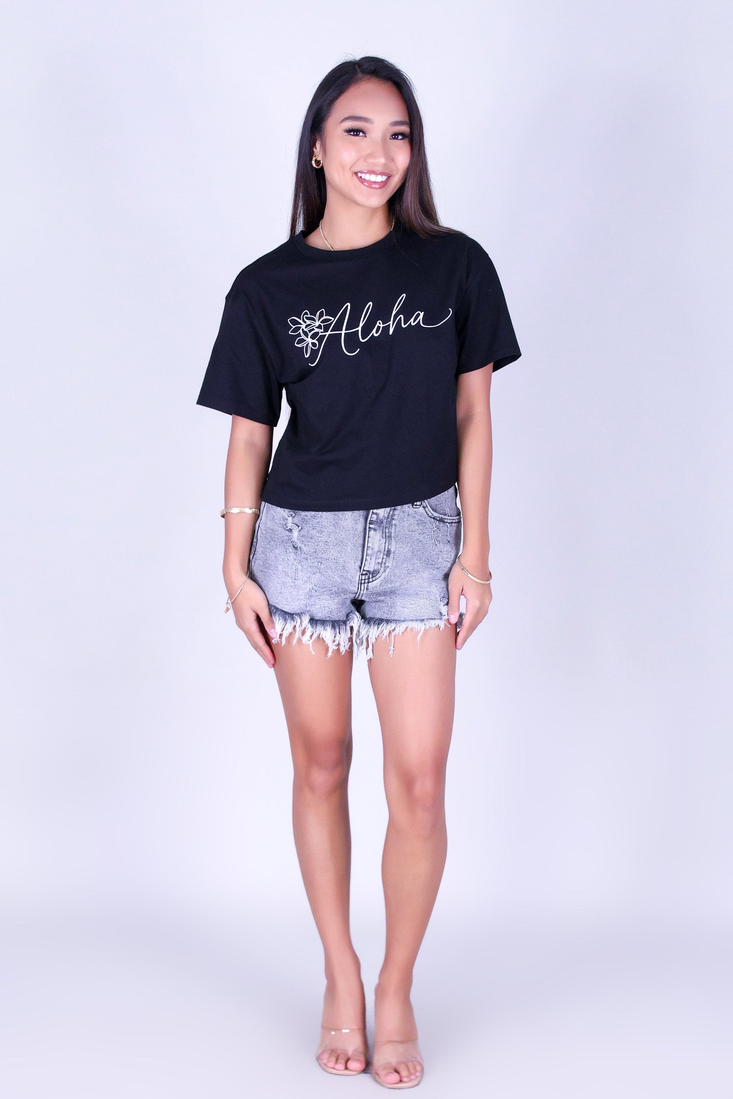 ALOHA PLUMERIA CROP TEE