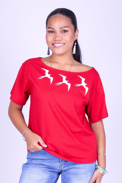 3 IWA OVERSIZED OFF SHOULDER TEE