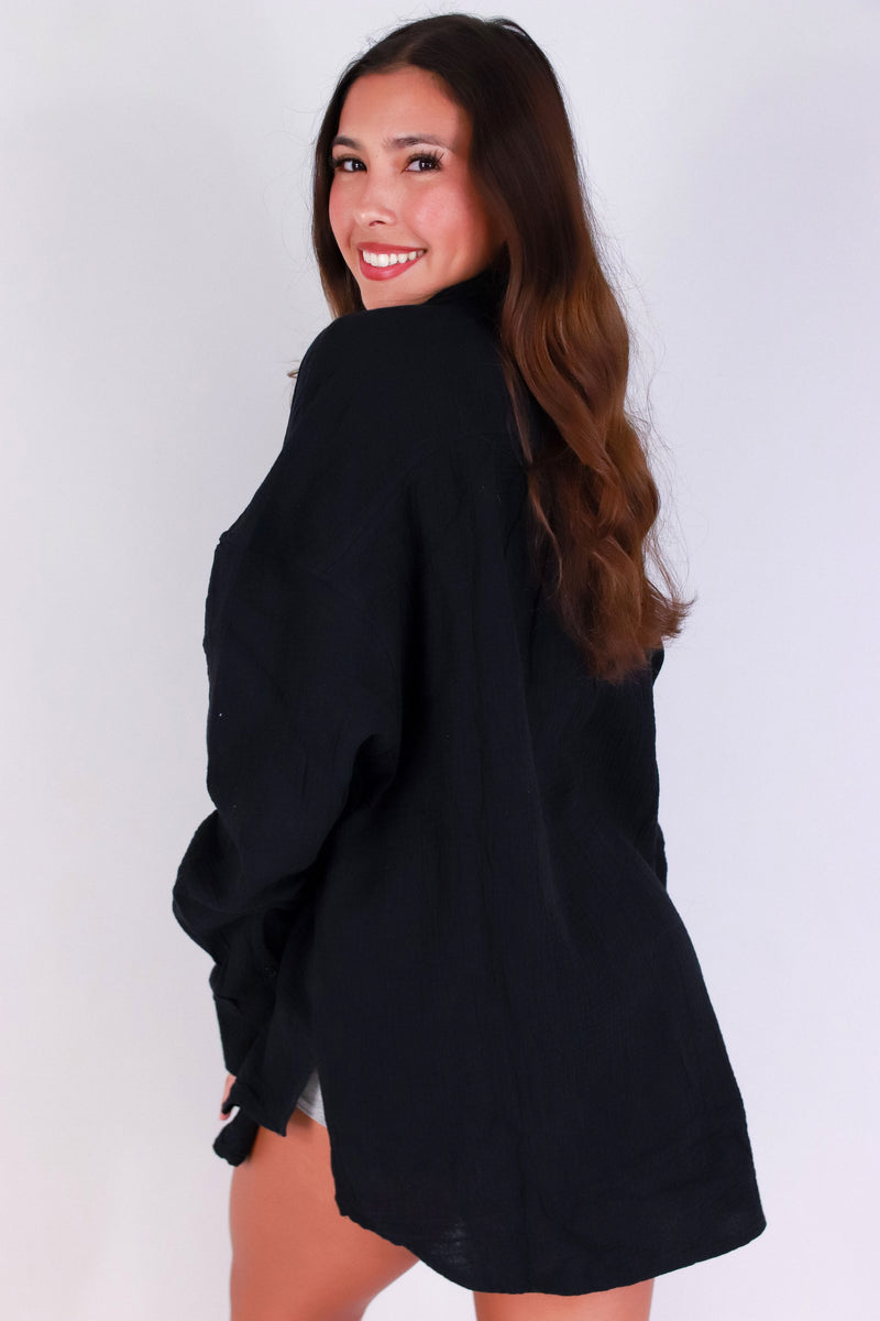 Jeans Warehouse Hawaii - L/S SOLID WOVEN CASUAL TOPS - WANDERLUST BUTTON-UP TOP | By HYMAN FAMILY INC