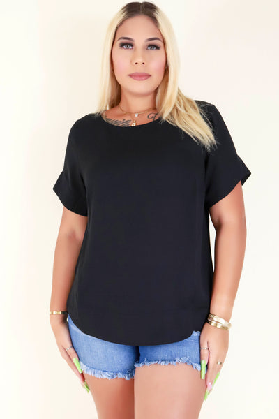 Jeans Warehouse Hawaii - PLUS S/S SOLID WOVEN TOPS - MAKE IT WORK TOP | By ZENOBIA