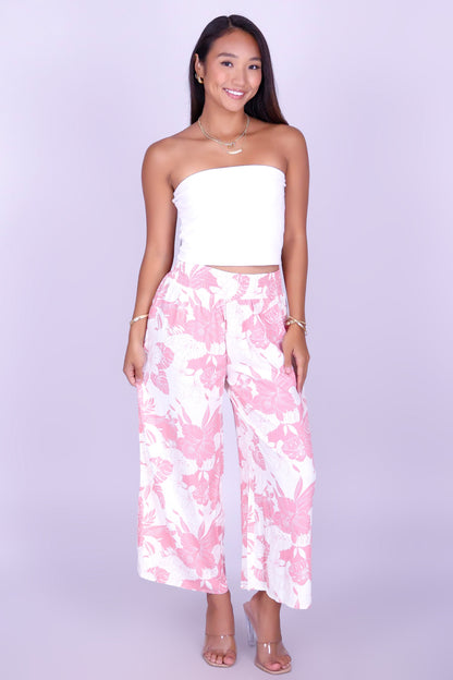 COCONUT COAST SMOCKED WAIST CAPRI'S