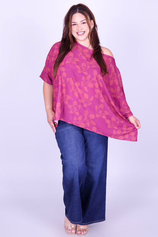 SILK FLOSS TREE FLOWER COLD SHOULDER TOP