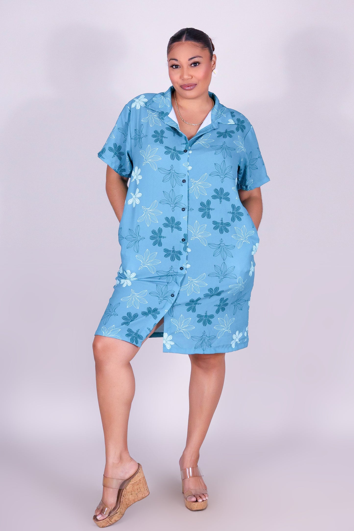 NAUPAKA BUTTON DOWN DRESS