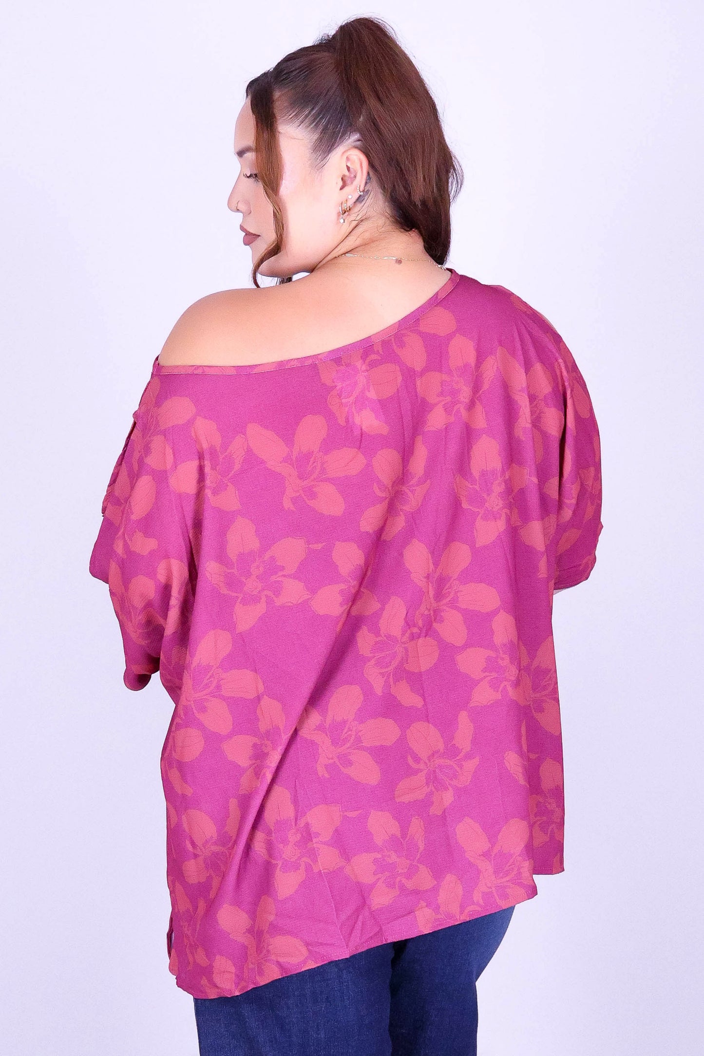 SILK FLOSS TREE FLOWER COLD SHOULDER TOP