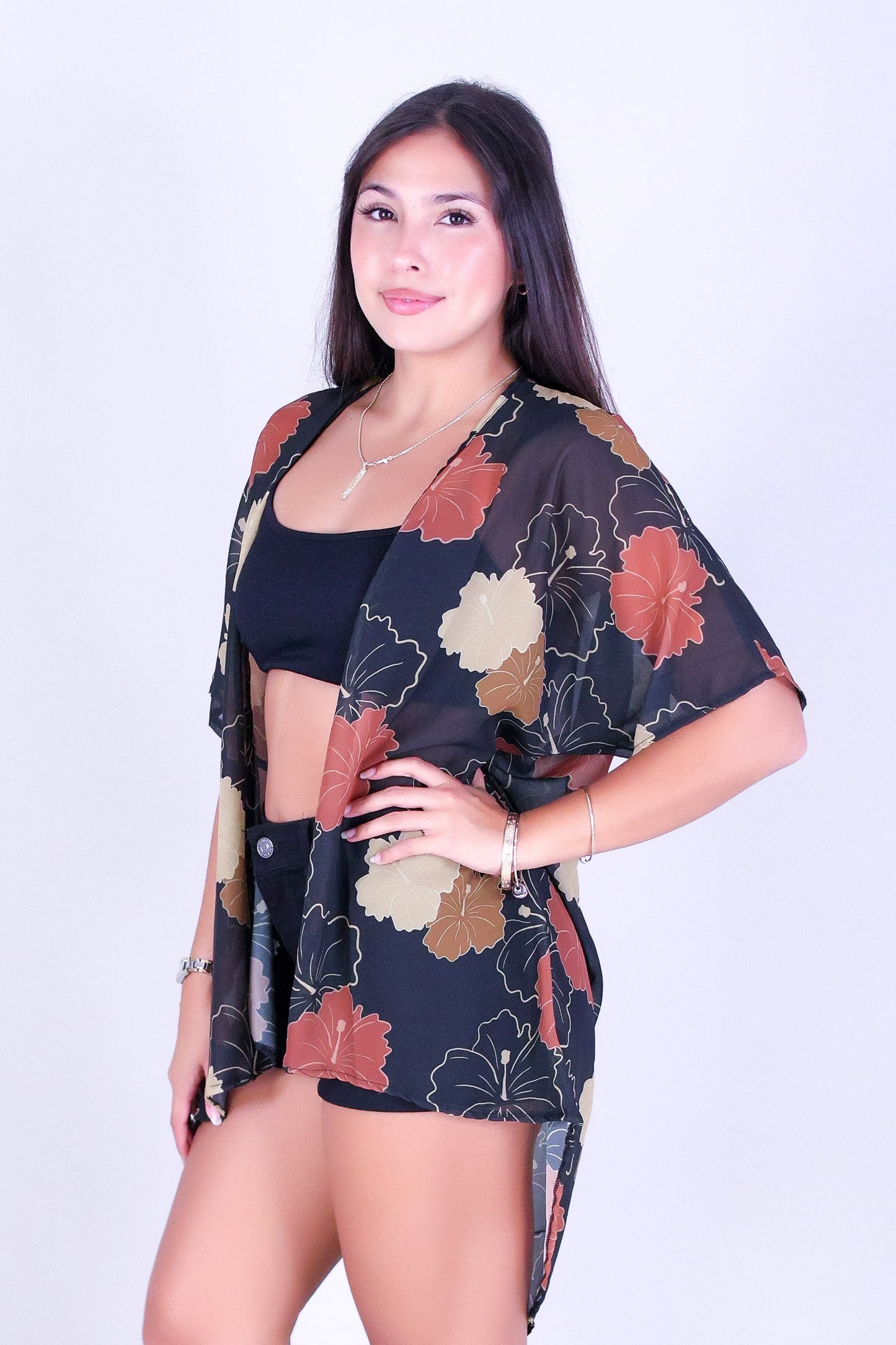 MULTI ALOALO CHIFFON CARDIGAN