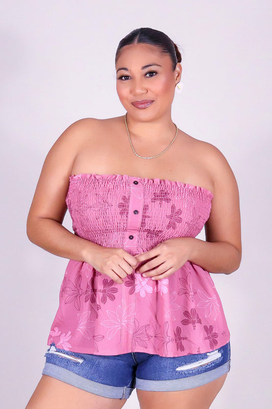 NAUPAKA SMOCKED TUBE TOP