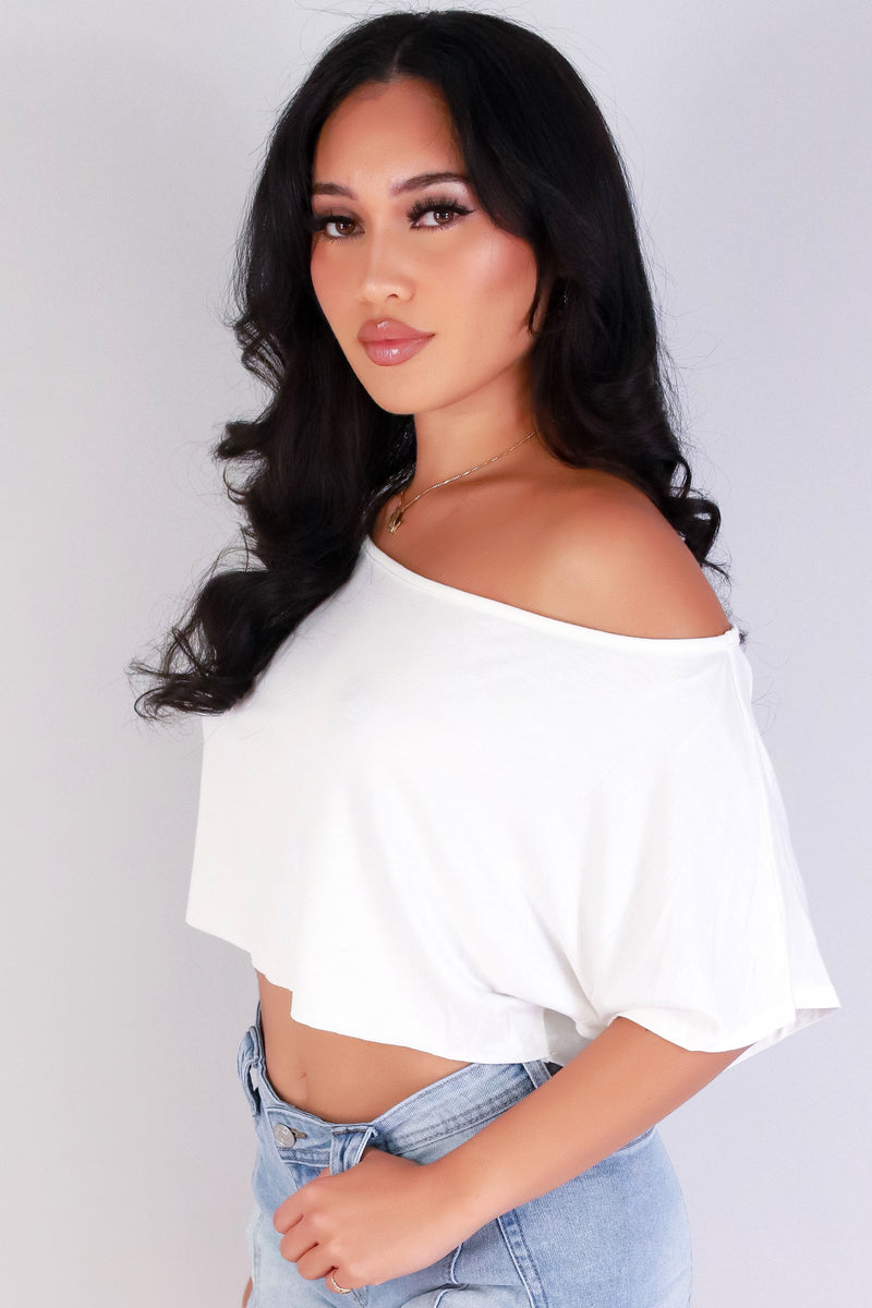Jeans Warehouse Hawaii - S/S SOLID KNIT TOPS - CLEAN LINES OFF-SHOULDER TOP | By OLIVE & CO