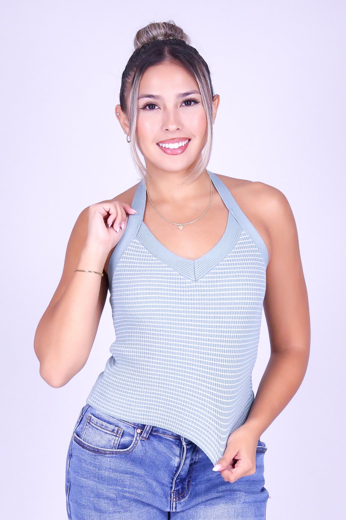 OUT ALL-DAY CROP HALTER TOP