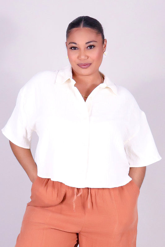 FLOW WITH ME BUTTON DOWN TOP