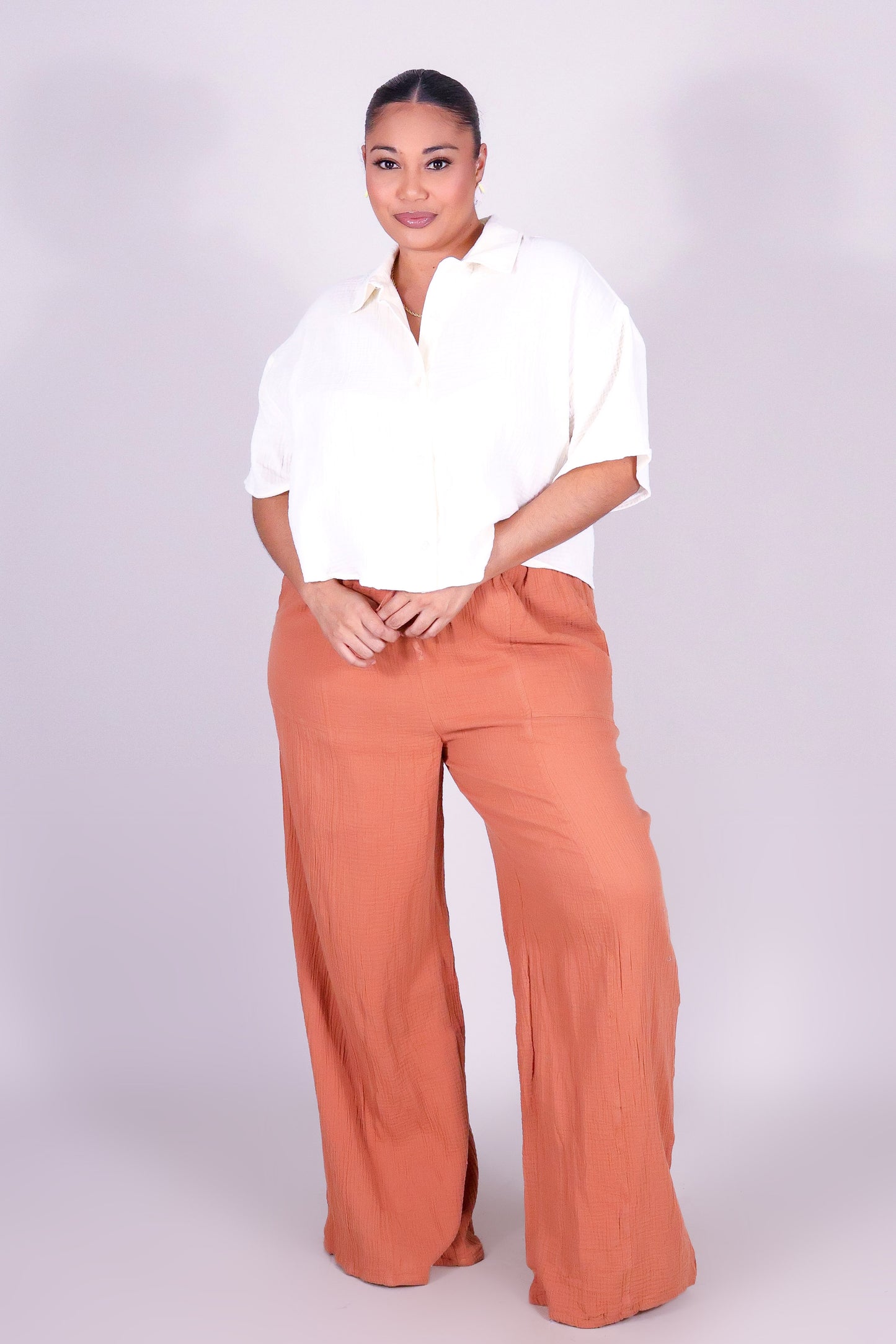 FLOW WITH ME BUTTON DOWN TOP