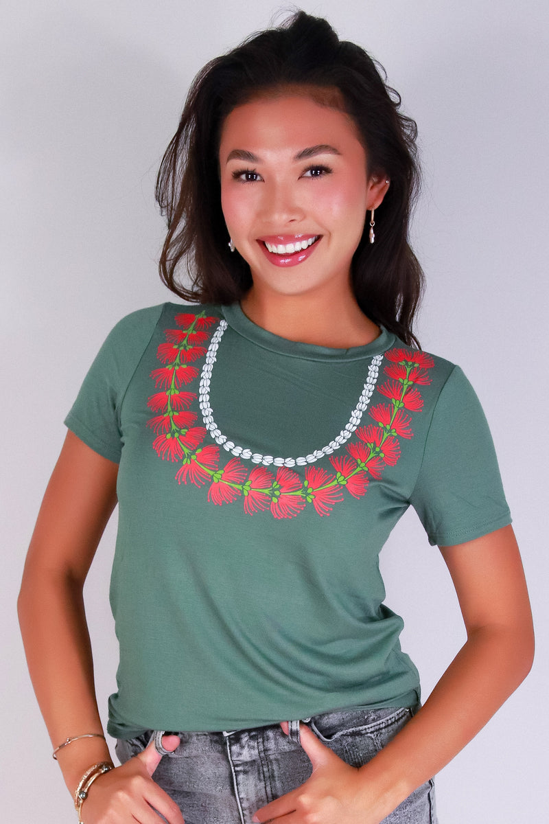 Jeans Warehouse Hawaii - S/S SCREEN - OHIA LEHUA LEI TEE | By LUZ