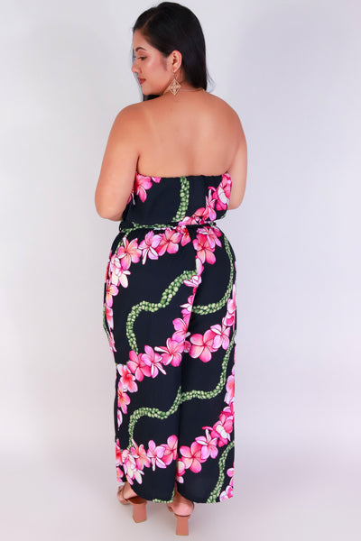 Jeans Warehouse Hawaii - PLUS PRINTED JUMPSUITS - PLUMERIA MOKIHANA TUBE JUMPSUIT | By LUZ