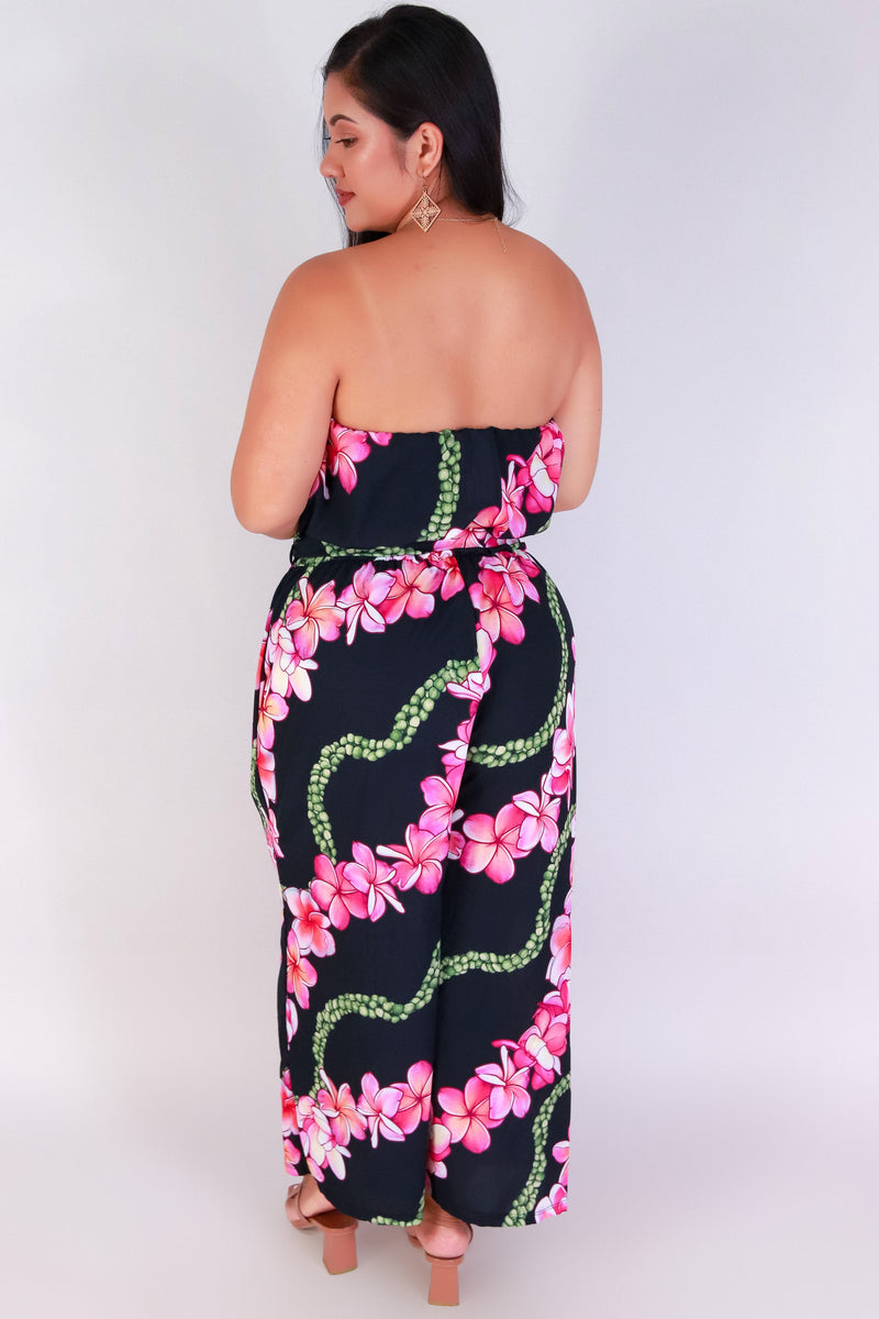 Jeans Warehouse Hawaii - PLUS PRINTED JUMPSUITS - PLUMERIA MOKIHANA TUBE JUMPSUIT | By LUZ