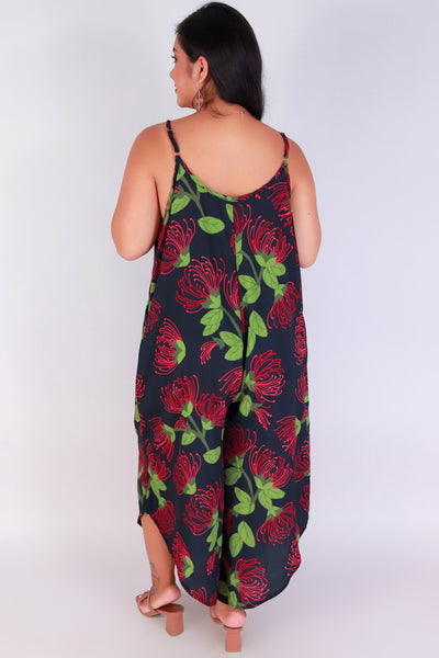 Jeans Warehouse Hawaii - PLUS PRINTED JUMPSUITS - OHIA LEHUA NO WAIST JUMPSUIT | By LUZ