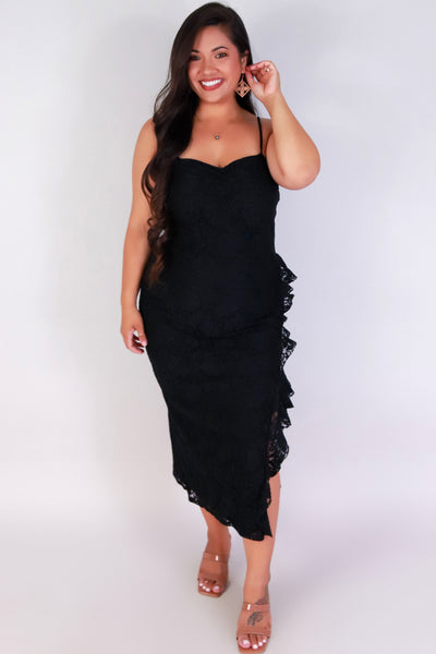 Jeans Warehouse Hawaii - PLUS PLUS SOLID KNIT DRESSES - SWEET N LACE DRESS | By ZENOBIA