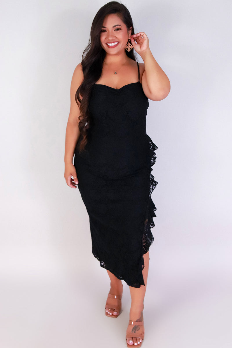 Jeans Warehouse Hawaii - PLUS PLUS SOLID KNIT DRESSES - SWEET N LACE DRESS | By ZENOBIA