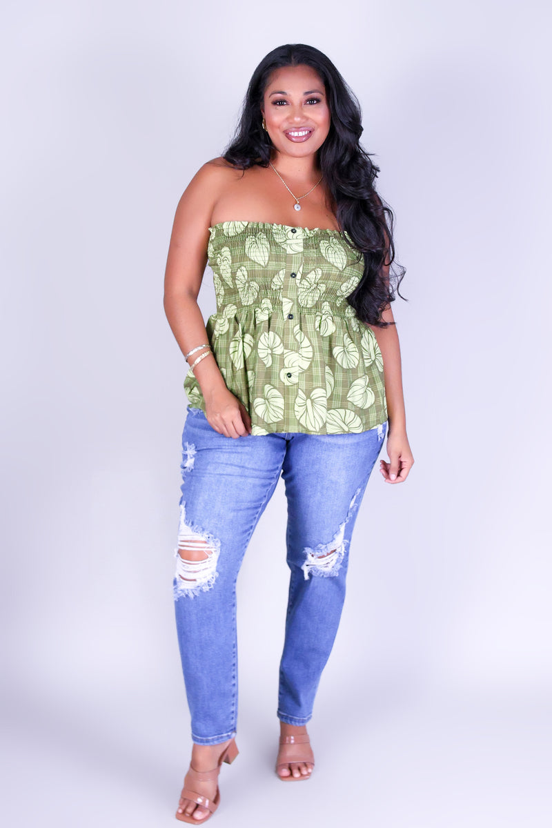 ANTHURIUM PALAKA SMOCKED TUBE TOP