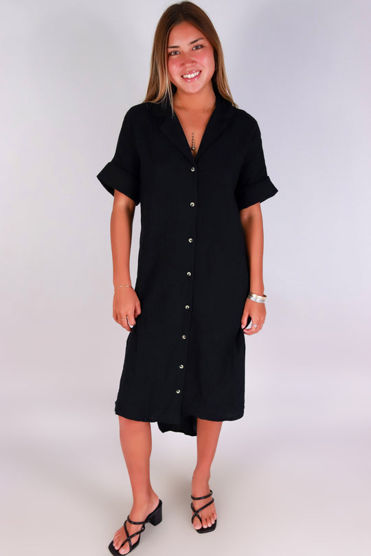 DOWN TO EARTH BUTTON-DOWN DRESS