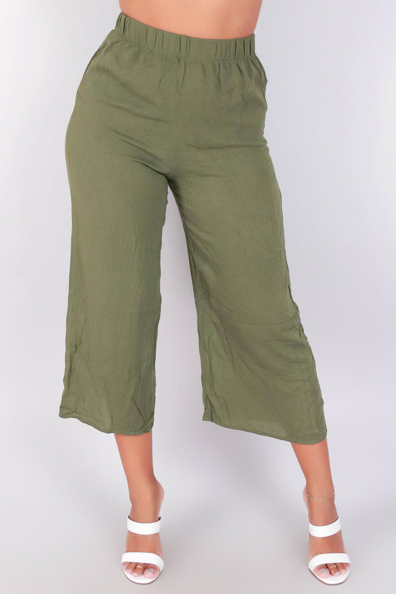 Jeans Warehouse Hawaii - SOLID WOVEN CAPRI&