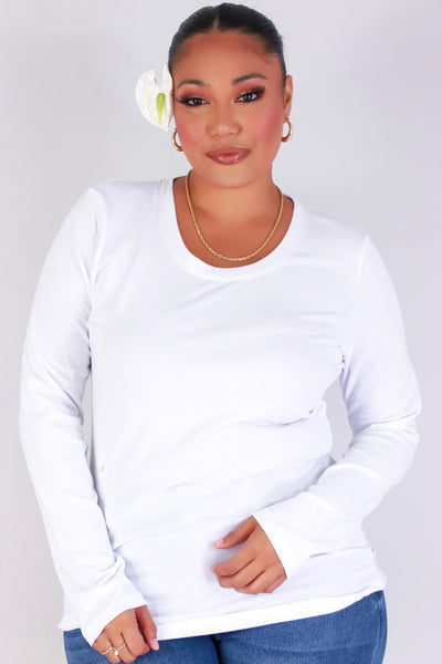 Jeans Warehouse Hawaii - PLUS BASIC LONG SLEEVE TEES - PULLING STRINGS TOP | By ROSIO