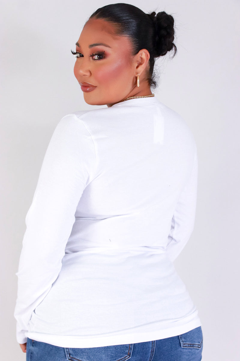 Jeans Warehouse Hawaii - PLUS BASIC LONG SLEEVE TEES - PULLING STRINGS TOP | By ROSIO