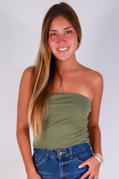 Jeans Warehouse Hawaii - TANK/TUBE SOLID BASIC - UNTIL FOREVER CROP TUBE TOP | By ACTIVE USA