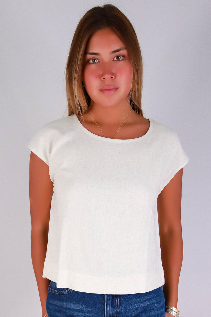 Jeans Warehouse Hawaii - S/S SOLID WOVEN CASUAL TOPS - PRETTY PRESSED TOP | By MINE FASHION
