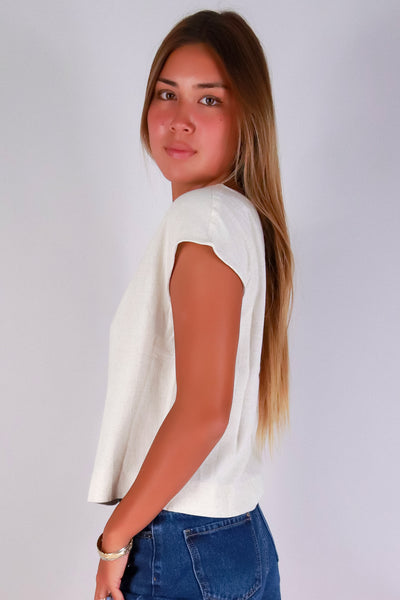 Jeans Warehouse Hawaii - S/S SOLID WOVEN CASUAL TOPS - PRETTY PRESSED TOP | By MINE FASHION