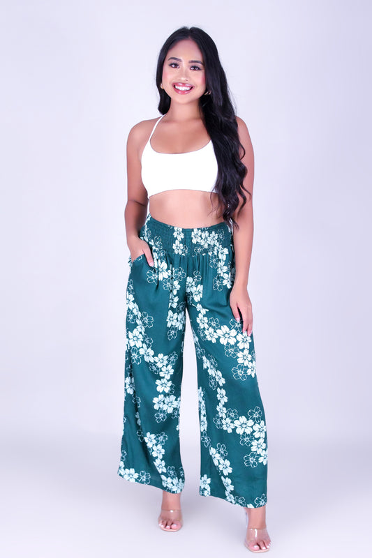 PUAKENIKENI PARADISE SMOCKED WAIST PANTS