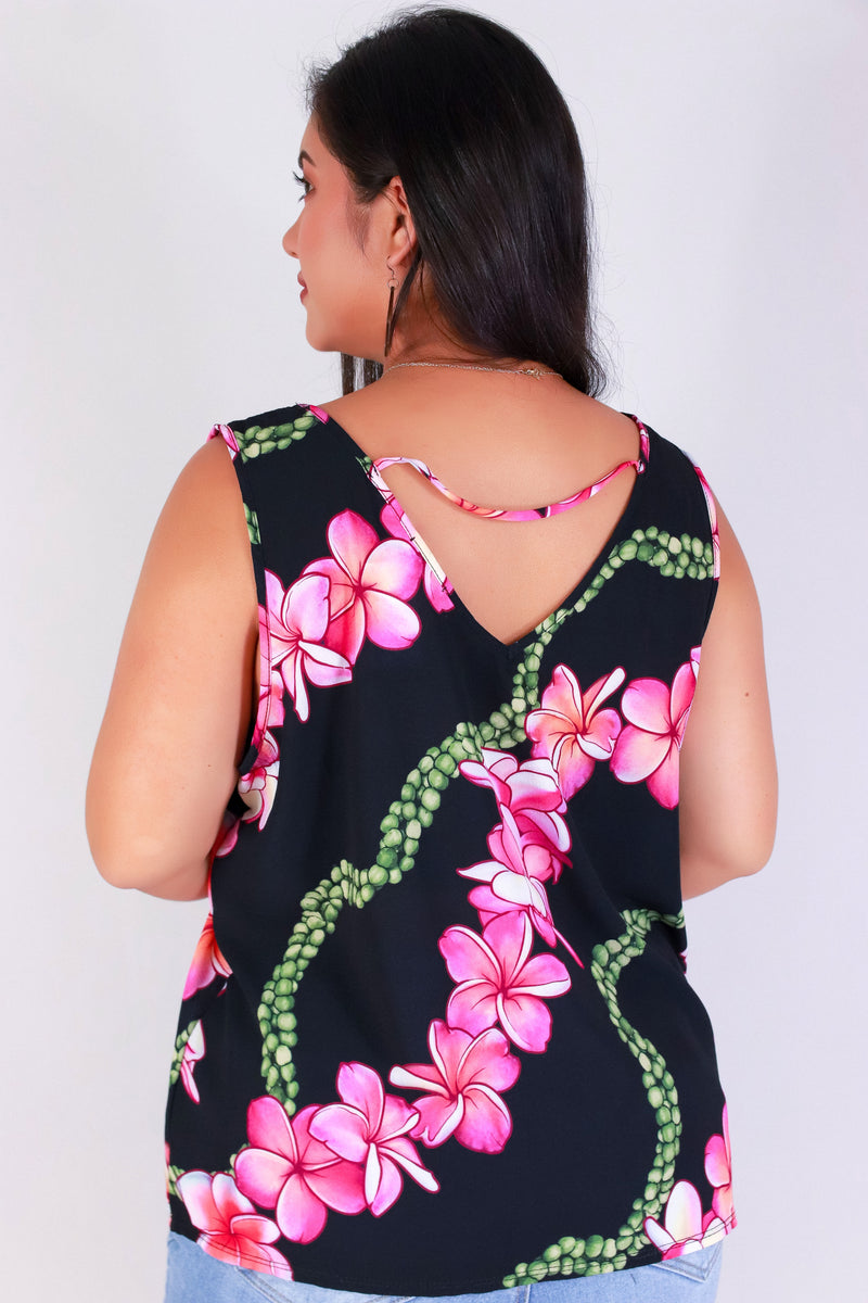Jeans Warehouse Hawaii - PLUS S/L PRINT WOVEN TOPS - PLUMERIA MOKIHANA TOP | By LUZ