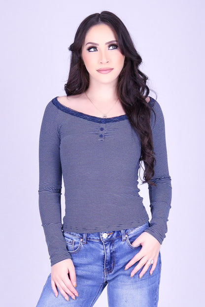 STAY A LITTLE HENLEY LONG SLEEVE TOP