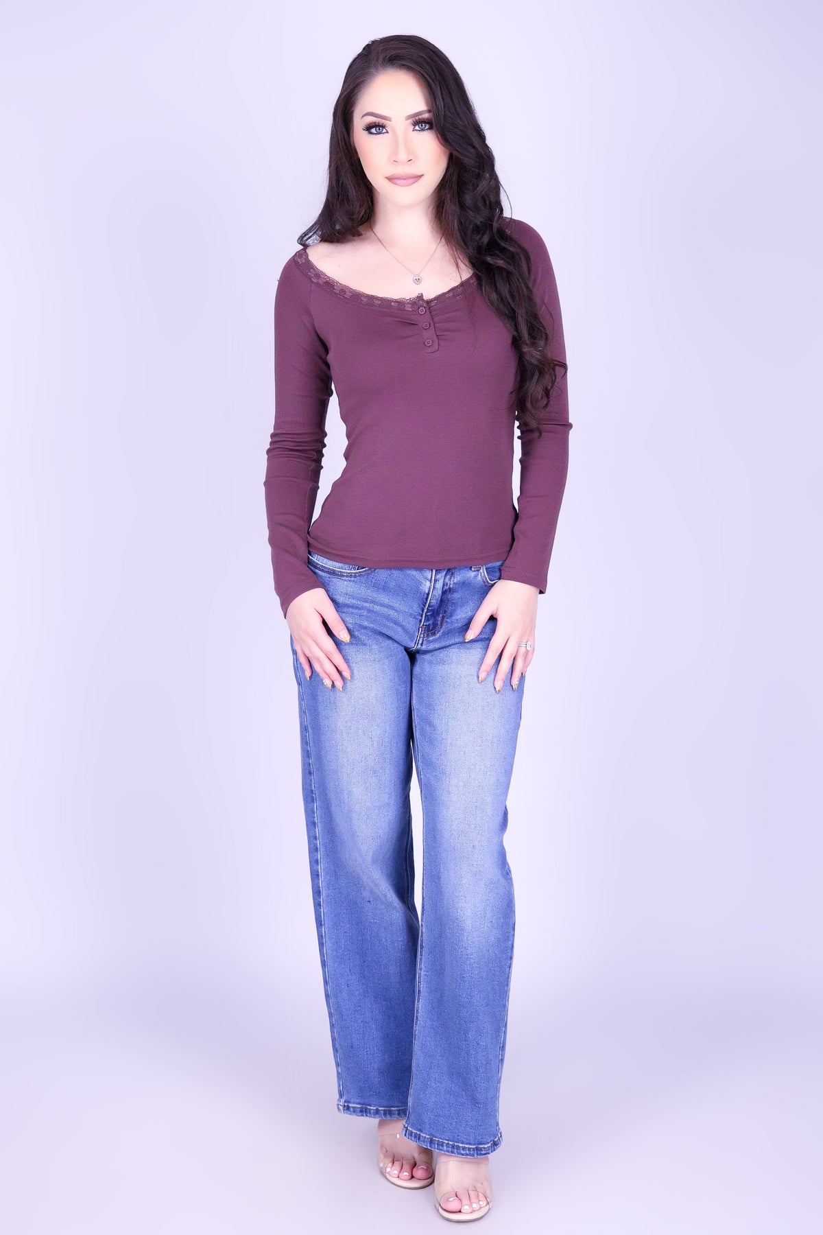 DON'T LET GO HENLEY LONG SLEEVE TOP