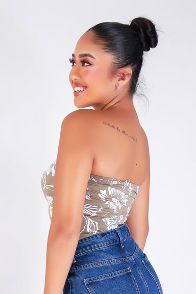 FLORAL EDGE TUBE TOP
