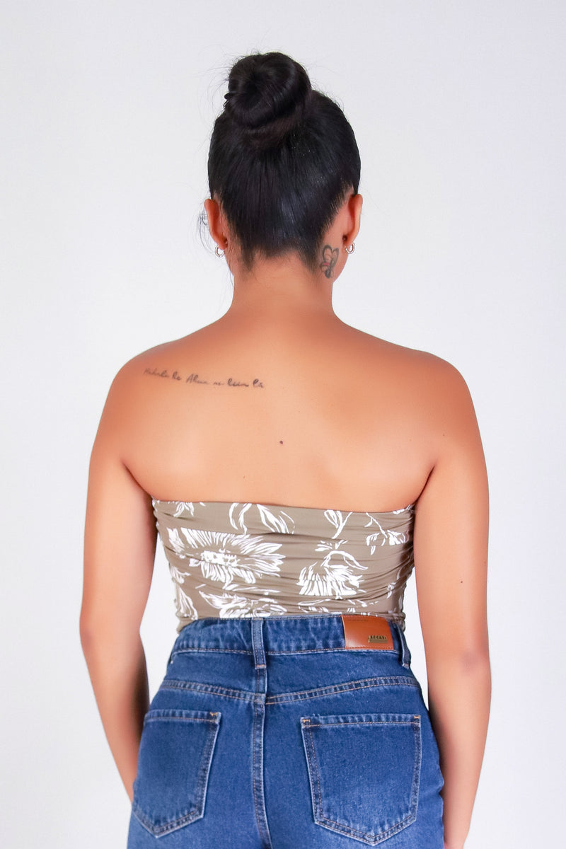FLORAL EDGE TUBE TOP