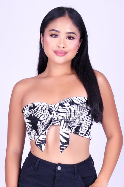 ISLAND LEAF SMOCKED TUBE TOP