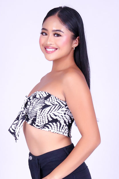 ISLAND LEAF SMOCKED TUBE TOP